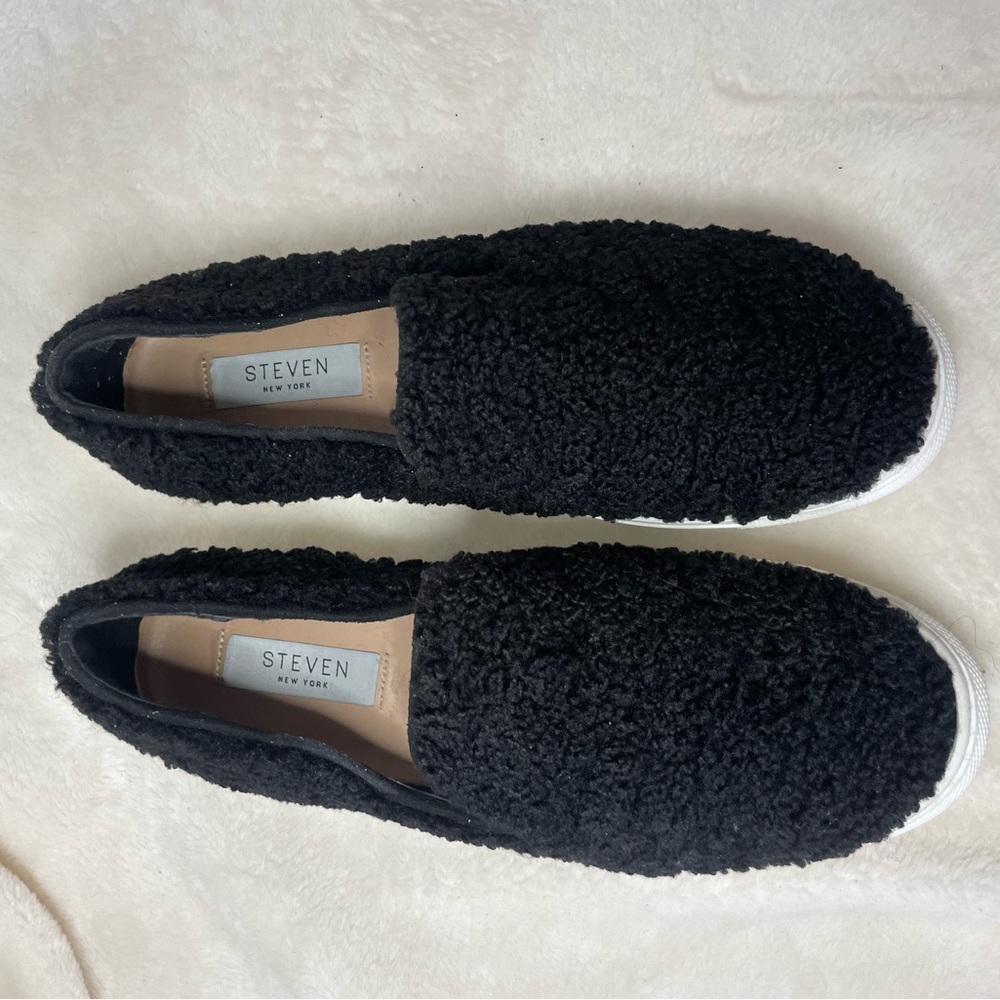 NEW Steven New York Sneaker Kimbel Faux Shearling Slip-On Black 5.5 G 710 - Picture 2 of 11